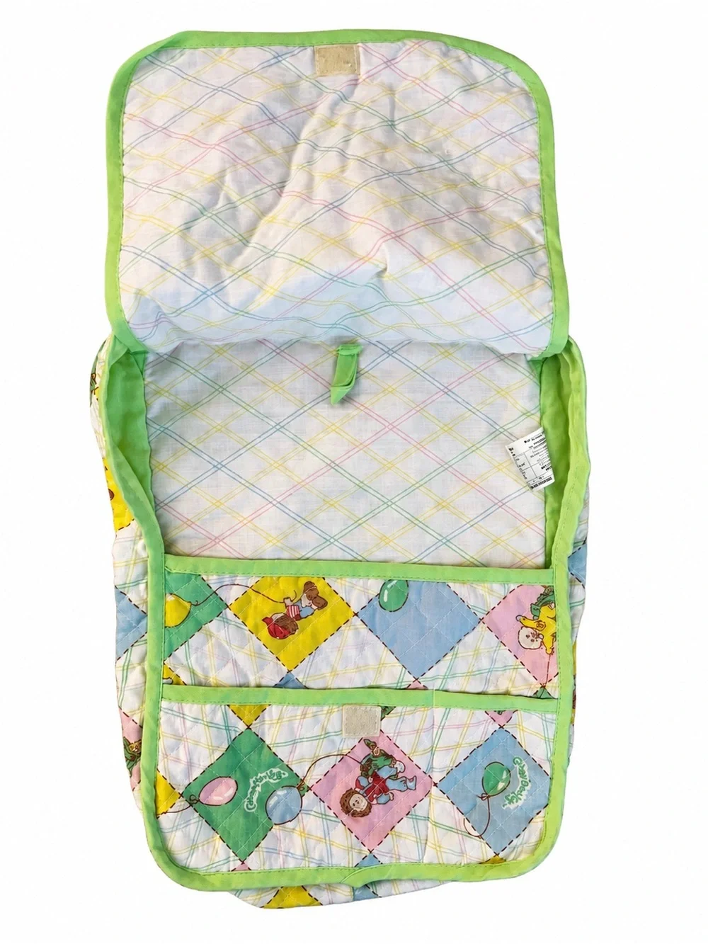 Vintage 1983 Cabbage Patch Kids Quilted Doll Diaper Bag & Receiving Blanket Set